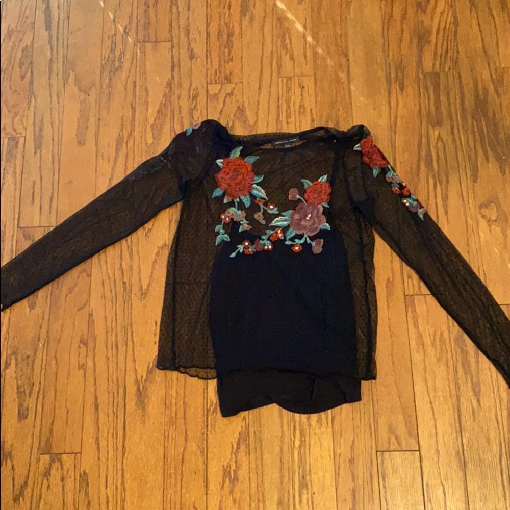 American Eagle Sheer Floral Top With Slip